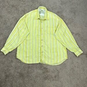 Tommy Bahama Men's Linen Long Sleeve Buttoned Striped Shirt in Lemon Colour XXL